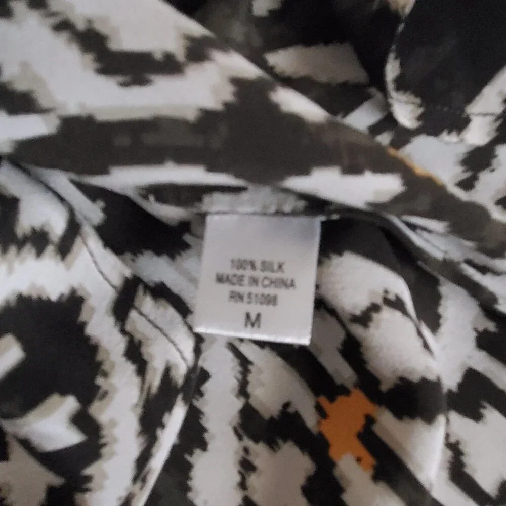 Acrobat Women's 100% Silk Sleeveless Black/White Print Tunic Dress Size Medium - Picture 8 of 10